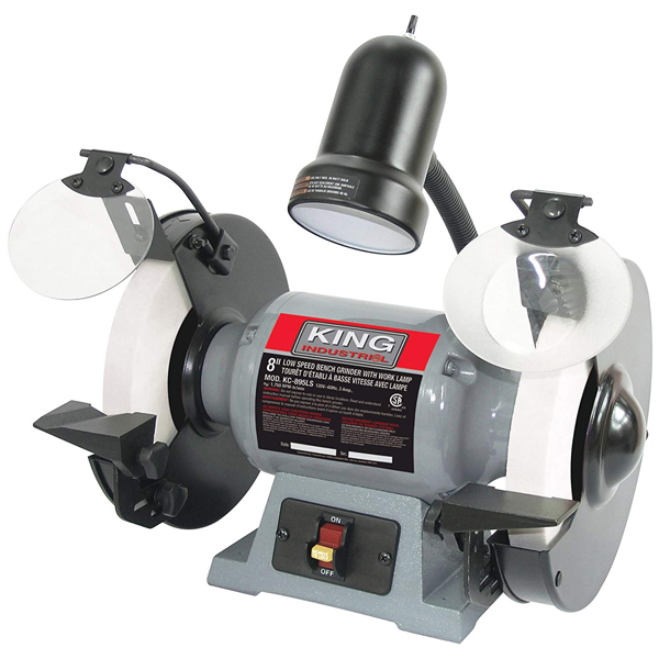 King Industrial KING-KC-895LS  8in Low Speed Bench Grinder With Light
