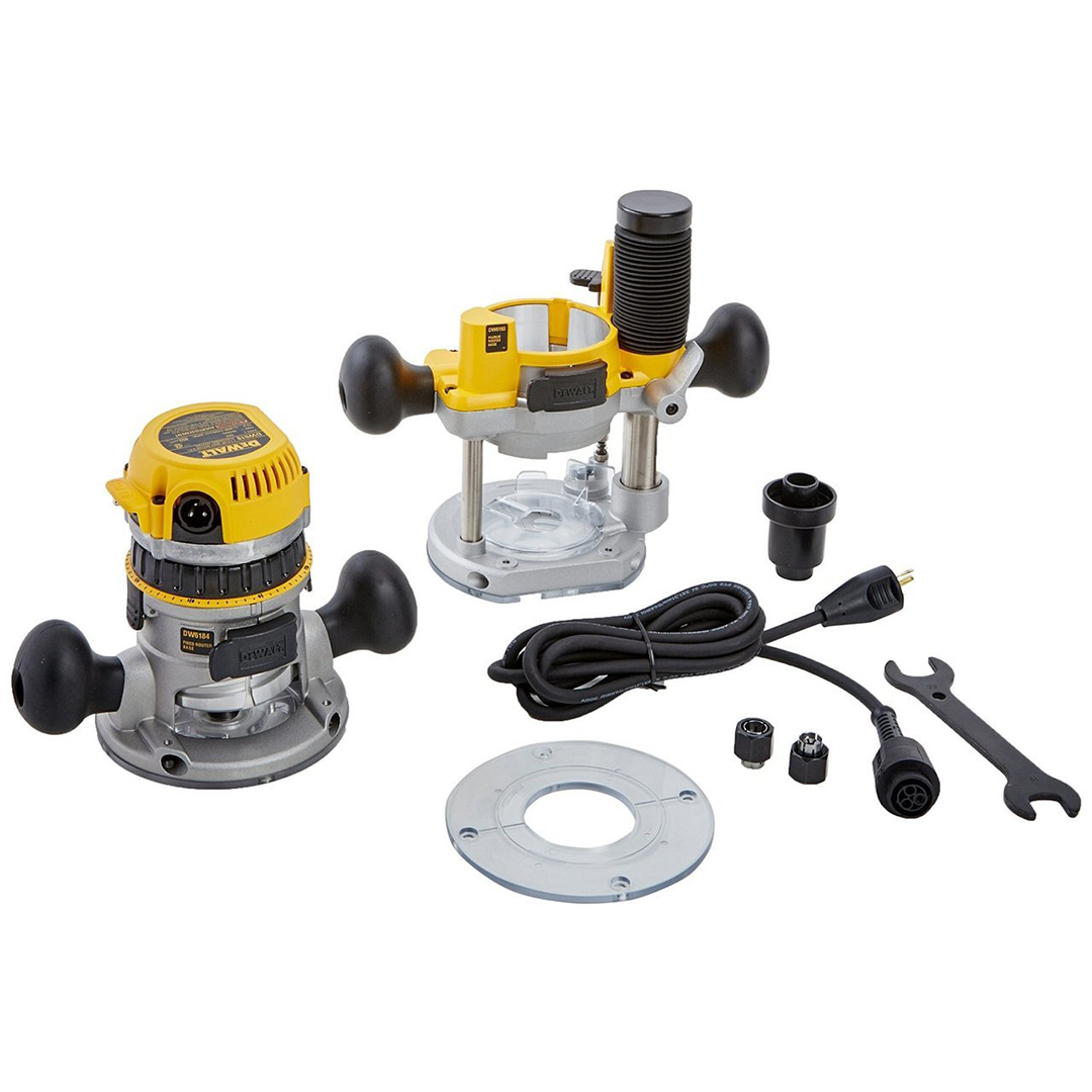 DEWALT DEW-DW618PK 12 AMP 2-1/4 HP Plunge- and Fixed-Base Variable-Speed  Router Kit with 1/4-Inch and 1/2-Inch Collets Atlas-Machinery