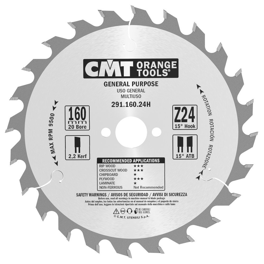 CMT Orange Tools CMT-29116024H General Purpose For Festool 160 MM x 24 20 MM Bore