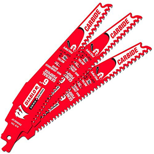 Diablo FRE-DS0609CGP3C 6in Carbide Tipped General Purpose Reciprocating Blade 9-6 TPI (3/32-1/4in) (3 Pack)