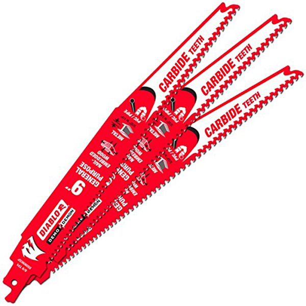 Diablo FRE-DS0909CGP3C 9in Carbide Tipped General Purpose Reciprocating Blade 9-6 TPI (3/32-1/4in) (3 Pack)