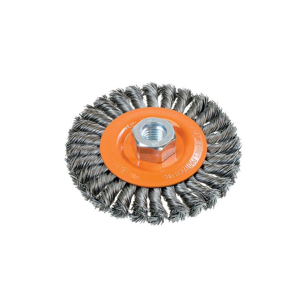 Walter Surface Technologies WAL-13L454 4.5in Wide Wheel Brush with Knot-Twisted Wires