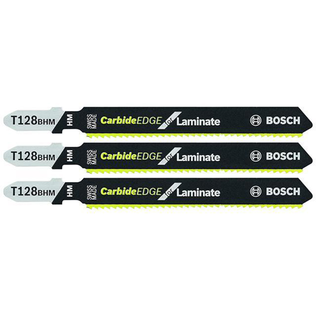 Bosch BOS-T128BHM3 3 pc. 3-5/8in. 14 TPI Carbide-Strip Special for Laminates T-Shank Jig Saw Blades