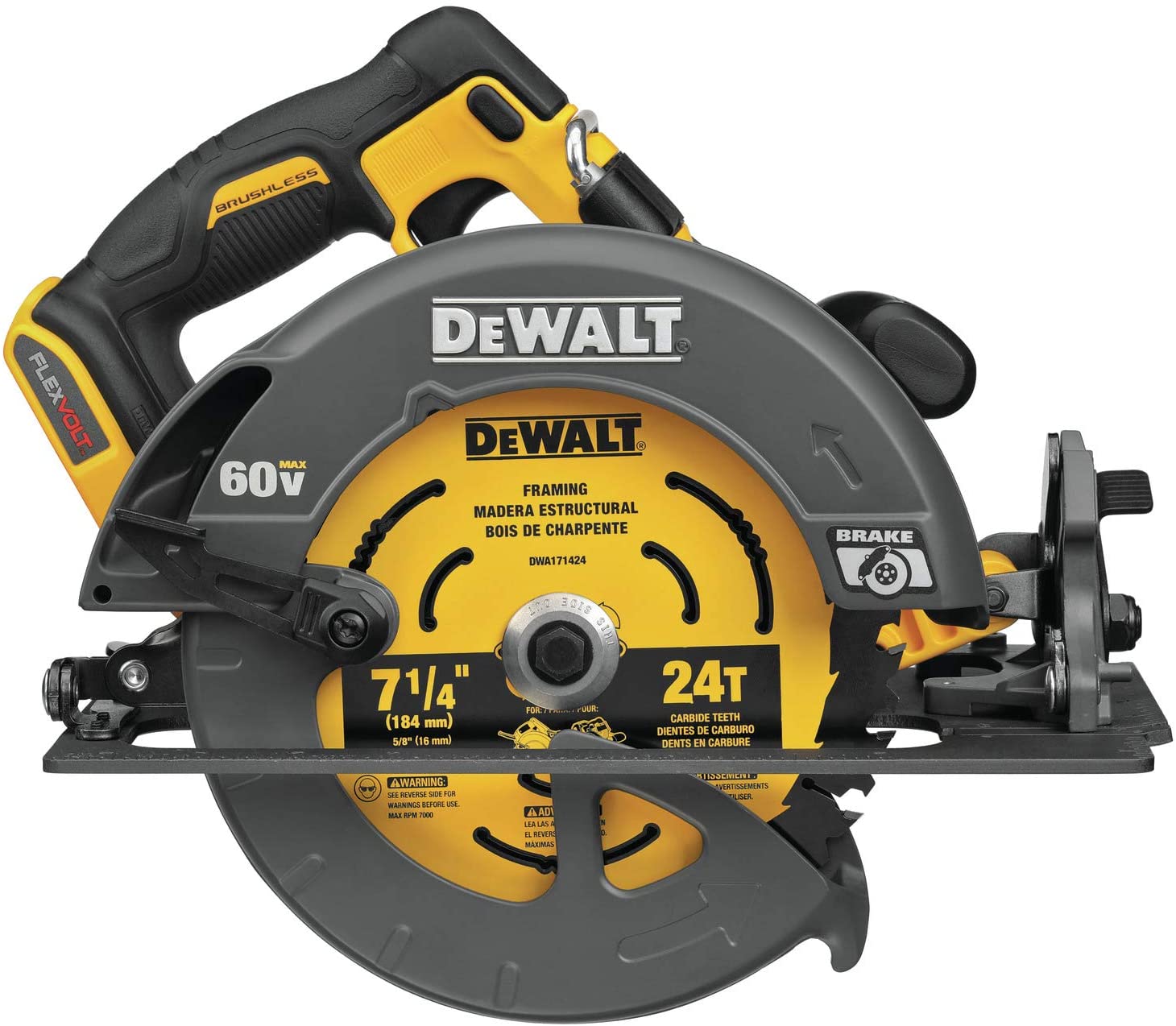 DEWALT DEW-DCS578B Flexvolt 60V MAX Brushless 7-1/4 In. Cordless Circular  Saw With Brake (Tool Only) Atlas-Machinery