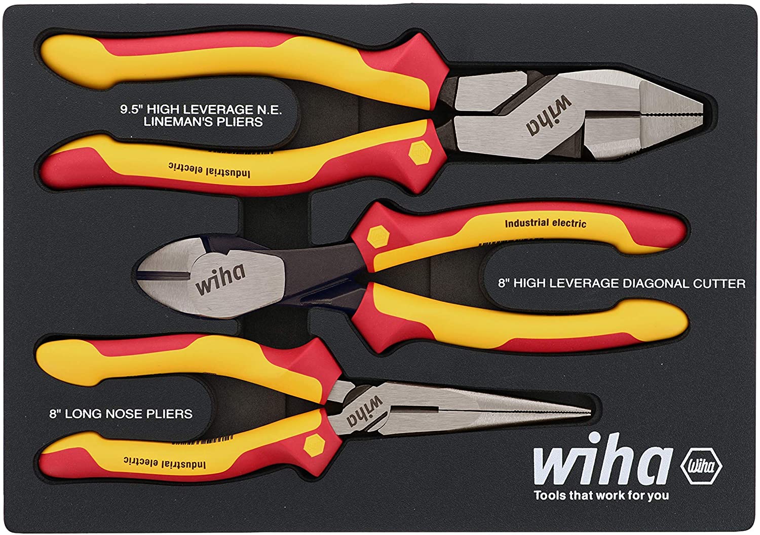 Wiha Tools WIHA-32960 Piece Insulated Pliers and Cutters Foam Laser Cut  Set Atlas-Machinery