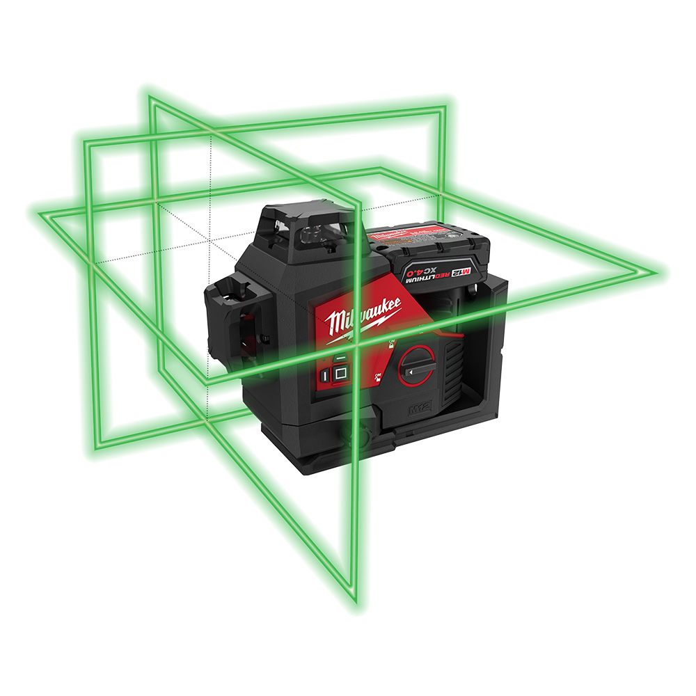 Milwaukee MIL-3632-21 M12 Green 360 Degree 3-Plane Laser Kit
