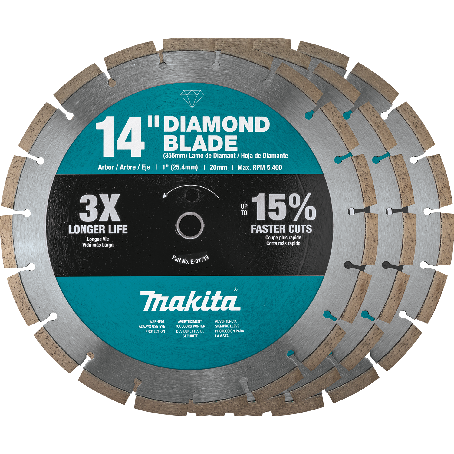 Makita MAK-B-69646 14in Diamond Blade, Segmented, General Purpose, Contractor (3pk)