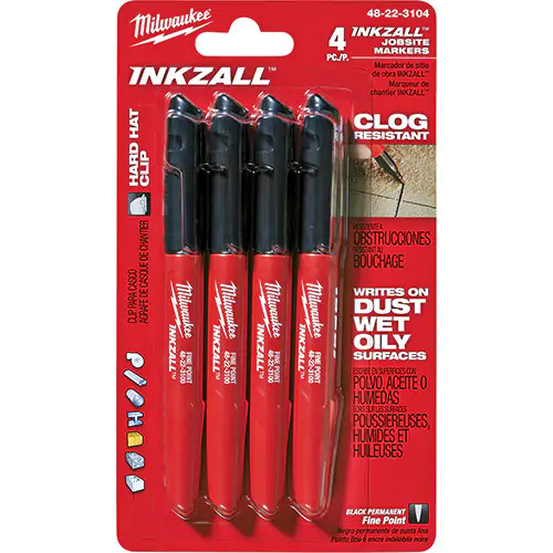 Milwaukee MIL-48-22-3164 4Pk Inkzall Black Ultra Fine Pen