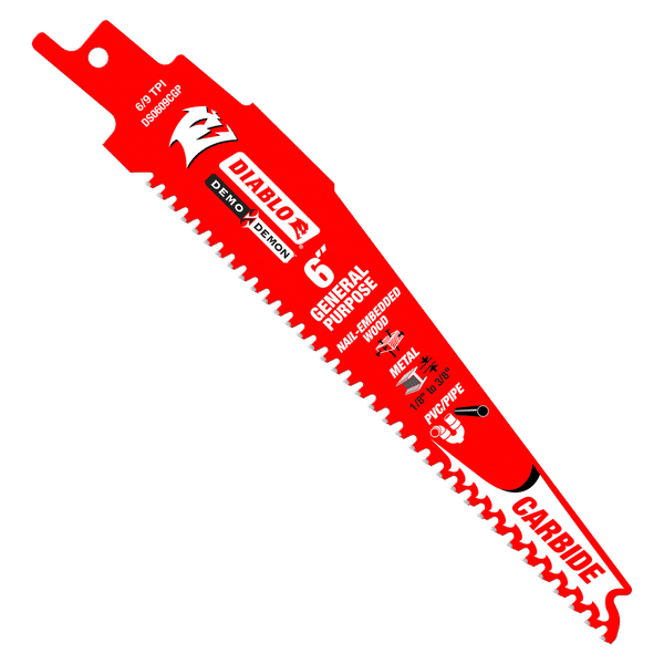 Diablo FRE-DS0609CGPC Demo Demon 6in 6/9 TPI Carbide General Purpose Reciprocating Saw Blade