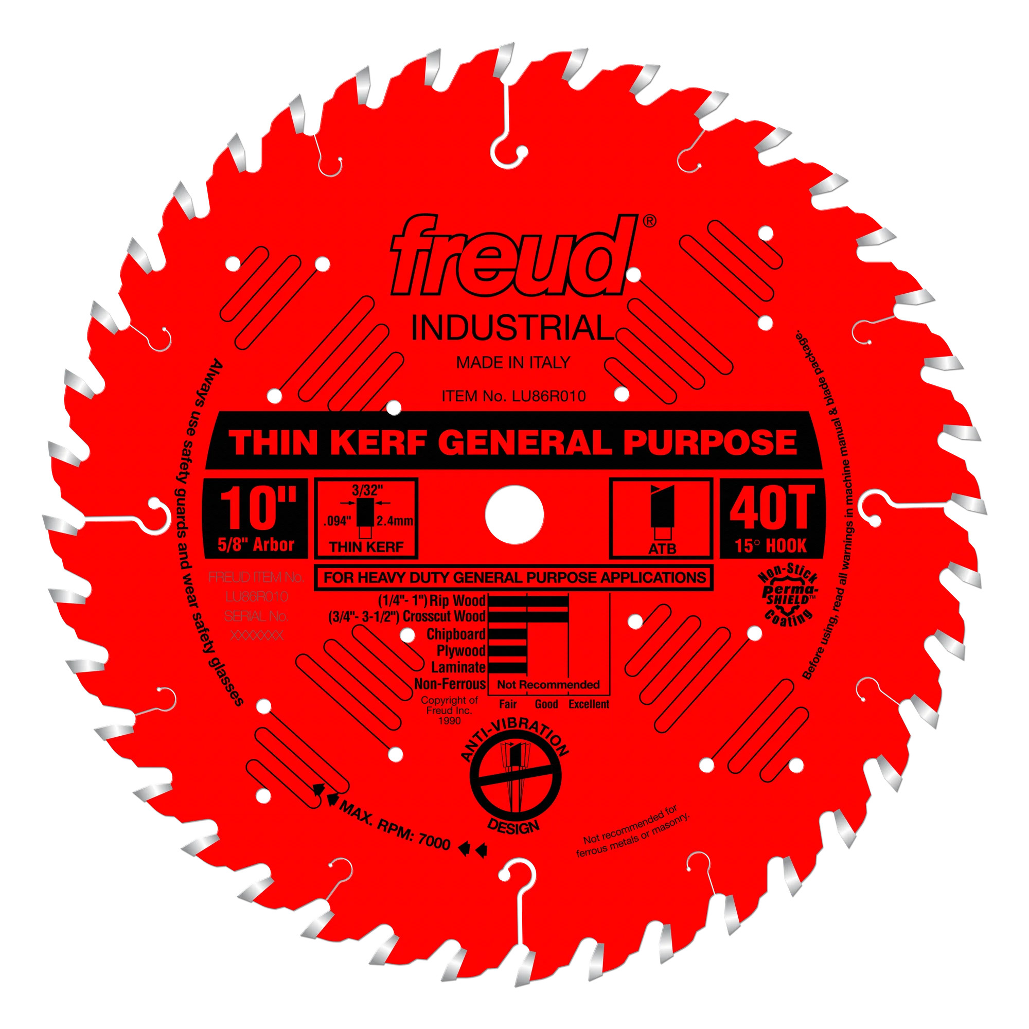 Freud FRE-LU86R010 10in X 40T Thin Kerf General Purpose Saw Blade