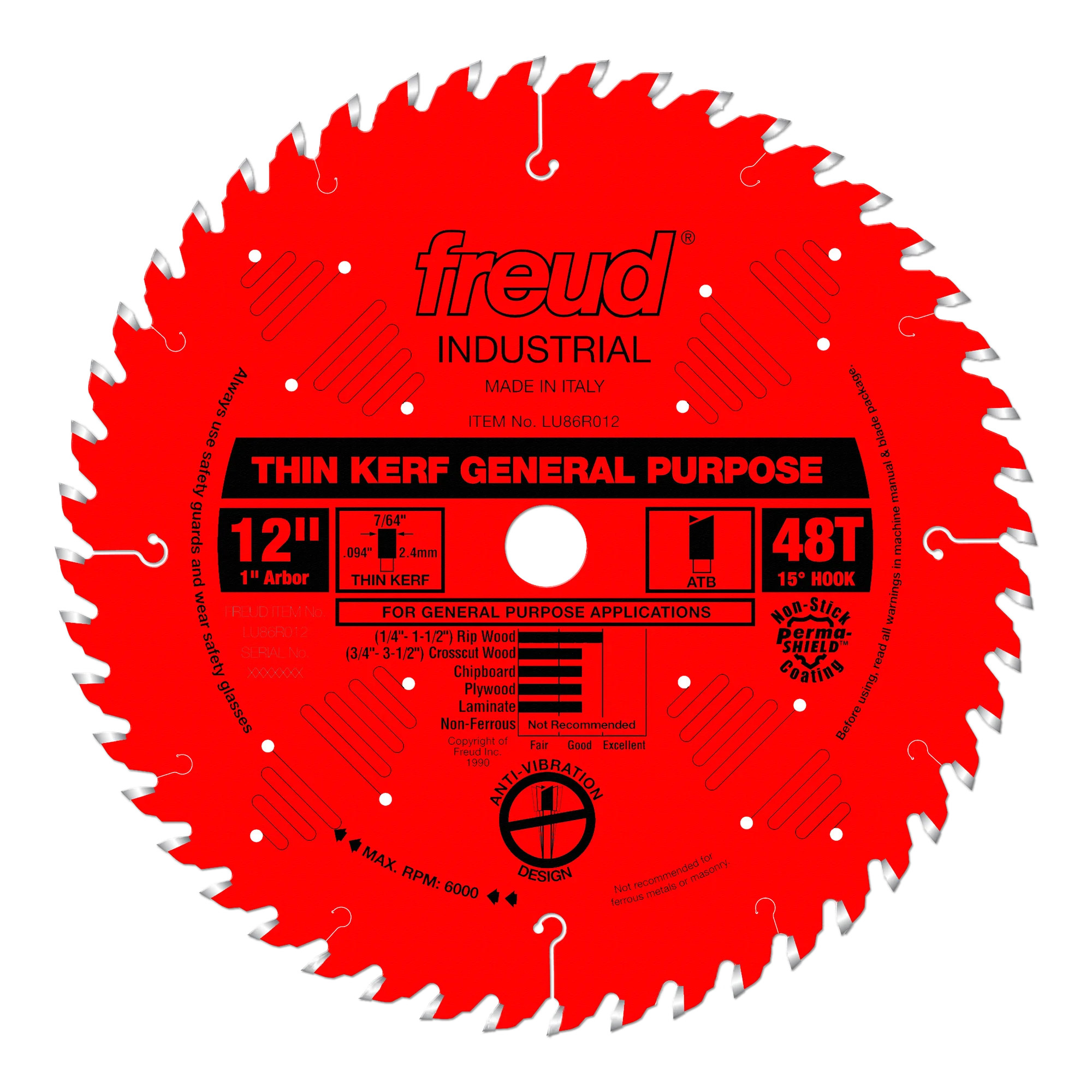 Freud FRE-LU86R012 12in X 48T Thin Kerf General Purpose Saw Blade