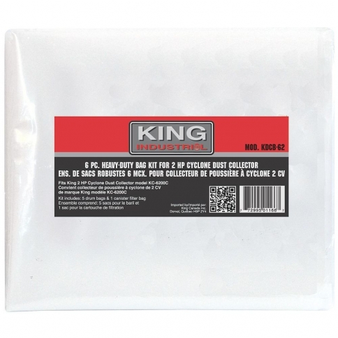King Canada KING-KDCB-62 6-Piece Heavy-Duty Bag Kit for KC-6200C Dust Collector