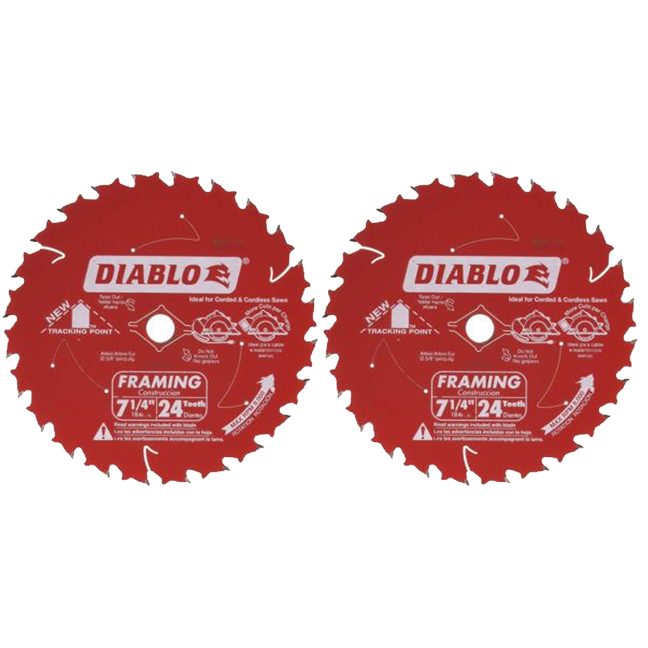 Freud D0624A Diablo 6-1/2-inch 24T ATB Perma-Shield Framing Saw Blades, 10- Pack