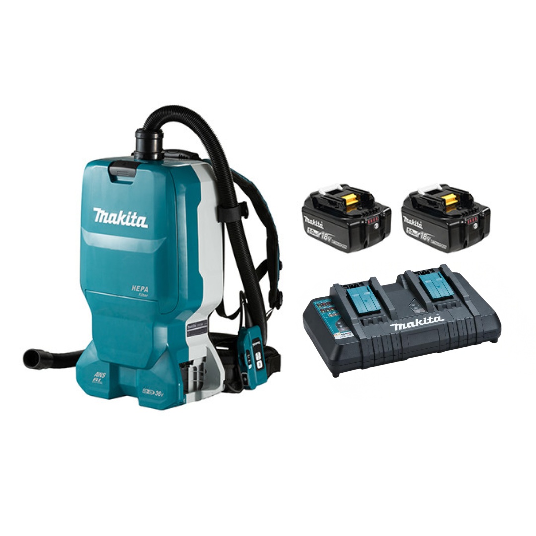 Makita MAK-DVC665TX4U 18Vx2 LXT Backpack Vacuum Cleaner (6.0 L) 2x 5.0Ah Kit
