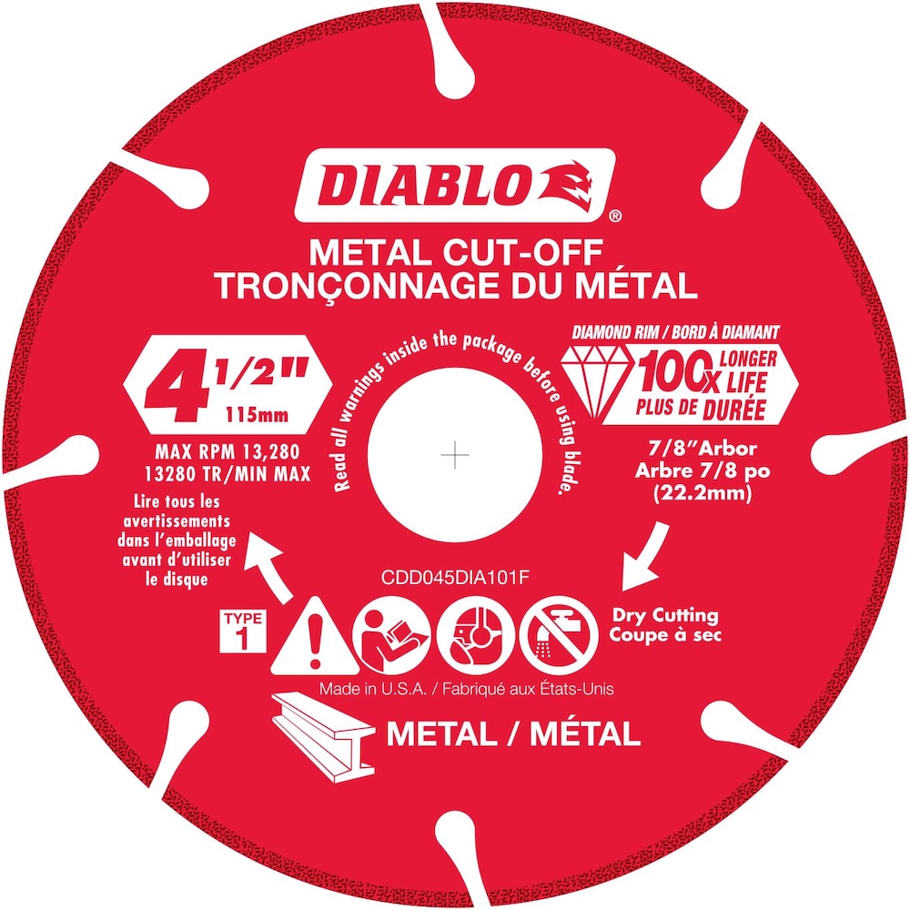 Diablo FRE-CDDXXXDIA101F Diamond Rimmed Cut Off Grinder Wheel/Disc for Metal Cutting