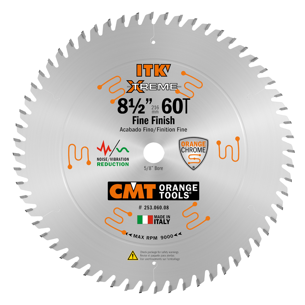 CMT Orange Tools CMT-25306008 8-1/2in x 60T Fine Finish Wood Blade