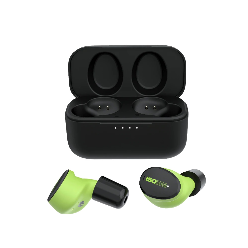 ISOtunes ISO-IT-15 FREE AWARE True Wireless Bluetooth Earbuds - Safety Green, 25 NRR