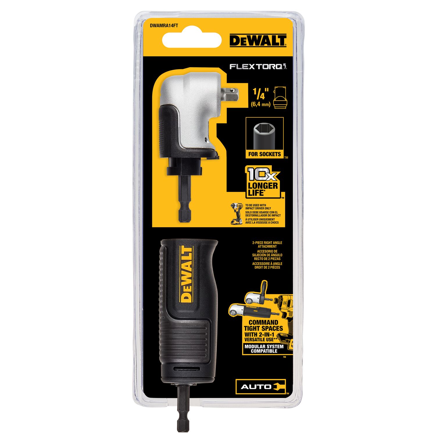DEWALT DEW-DWAMRA14FT FLEXTORQ 1/4in SQ Square Drive Modular Right Angle Attachment