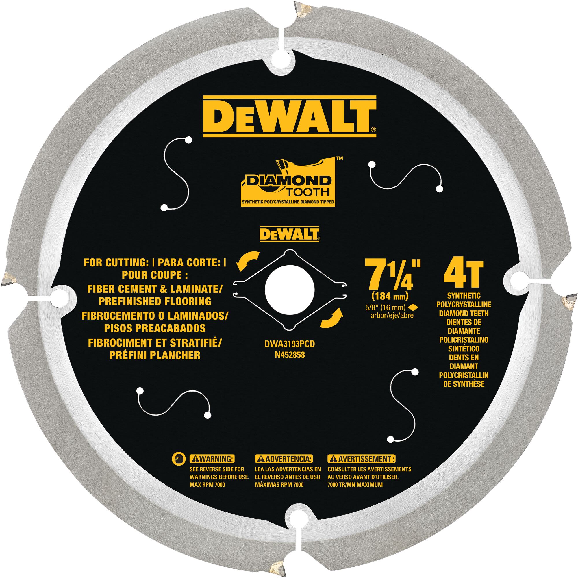 DEWALT DEW-DWA3193PCD 7-1/4in Laminate & Fiber Cement Saw Blades