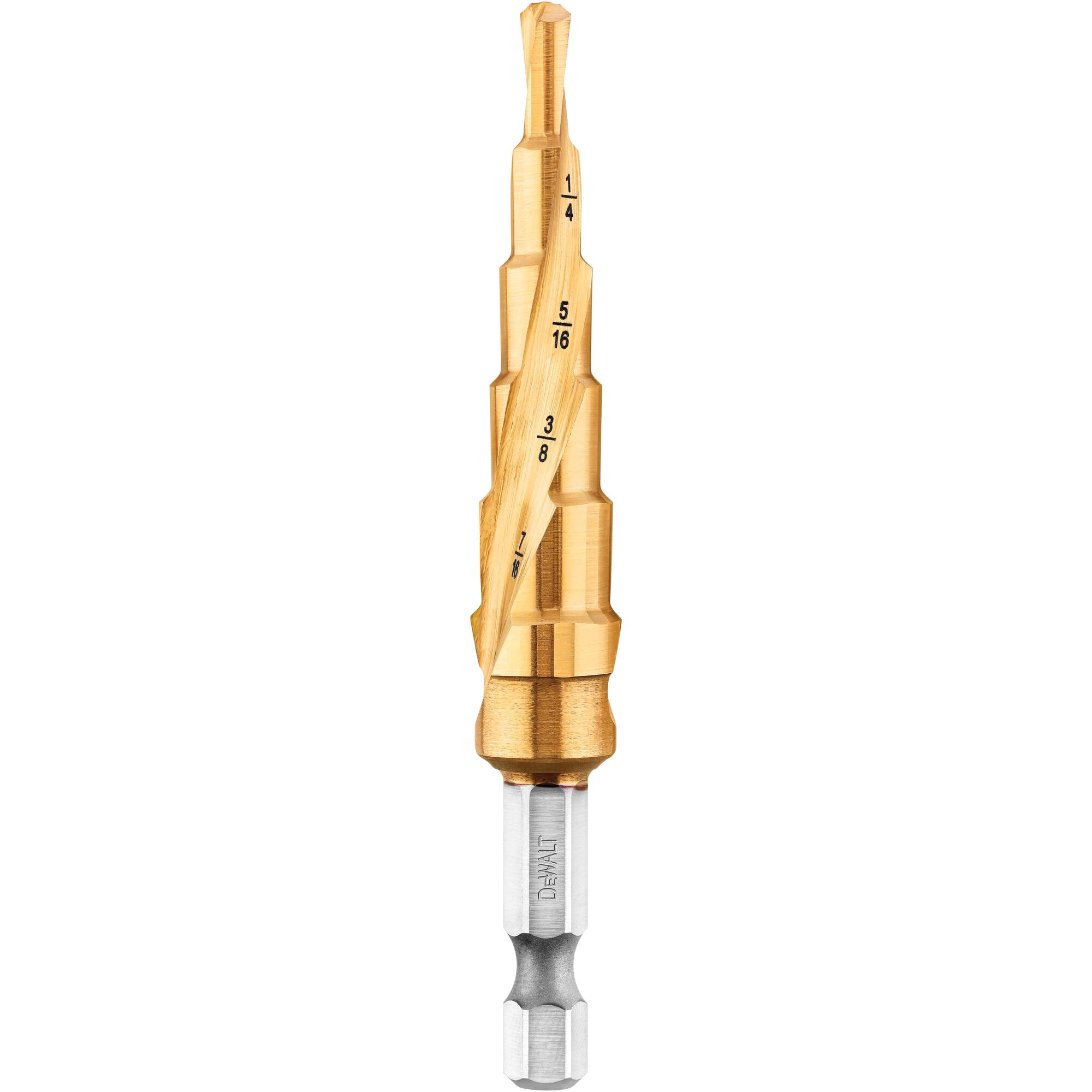 DEWALT DEW-DWA1784IR 3/16in - 1/2in IMPACT READY Titanium Nitride Coating Step Drill Bit