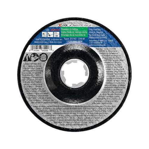 Bosch BOS-CWX1M450 4.5in  X-LOCK Arbor Type 1A (ISO 41) 24 Grit Masonry Cutting Abrasive Wheel