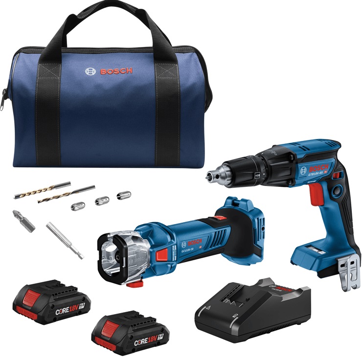 Bosch BOS-GXL18V-291B25 18V 2-Tool Combo Kit Screwgun Cut-Out Tool and (2) CORE18V 4.0 Ah Batteries