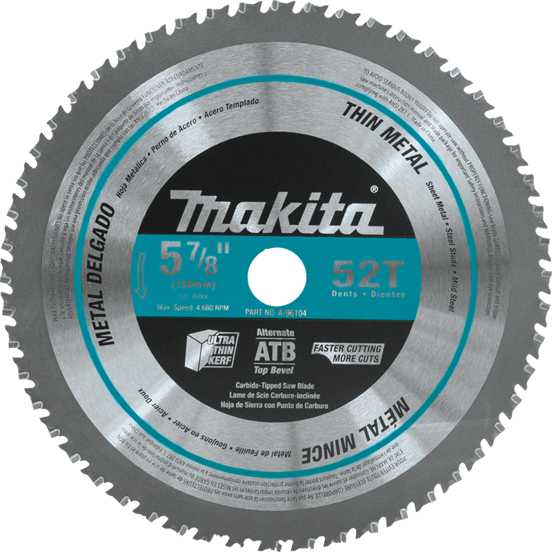 Makita  MAK-A-96104 5 7/8in 52T Carbide Tipped Saw Blade, Thin Metal