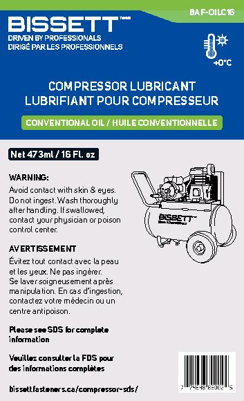 Bissett BIS-BAF-OILC16 16oz - 30W Compressor Oil