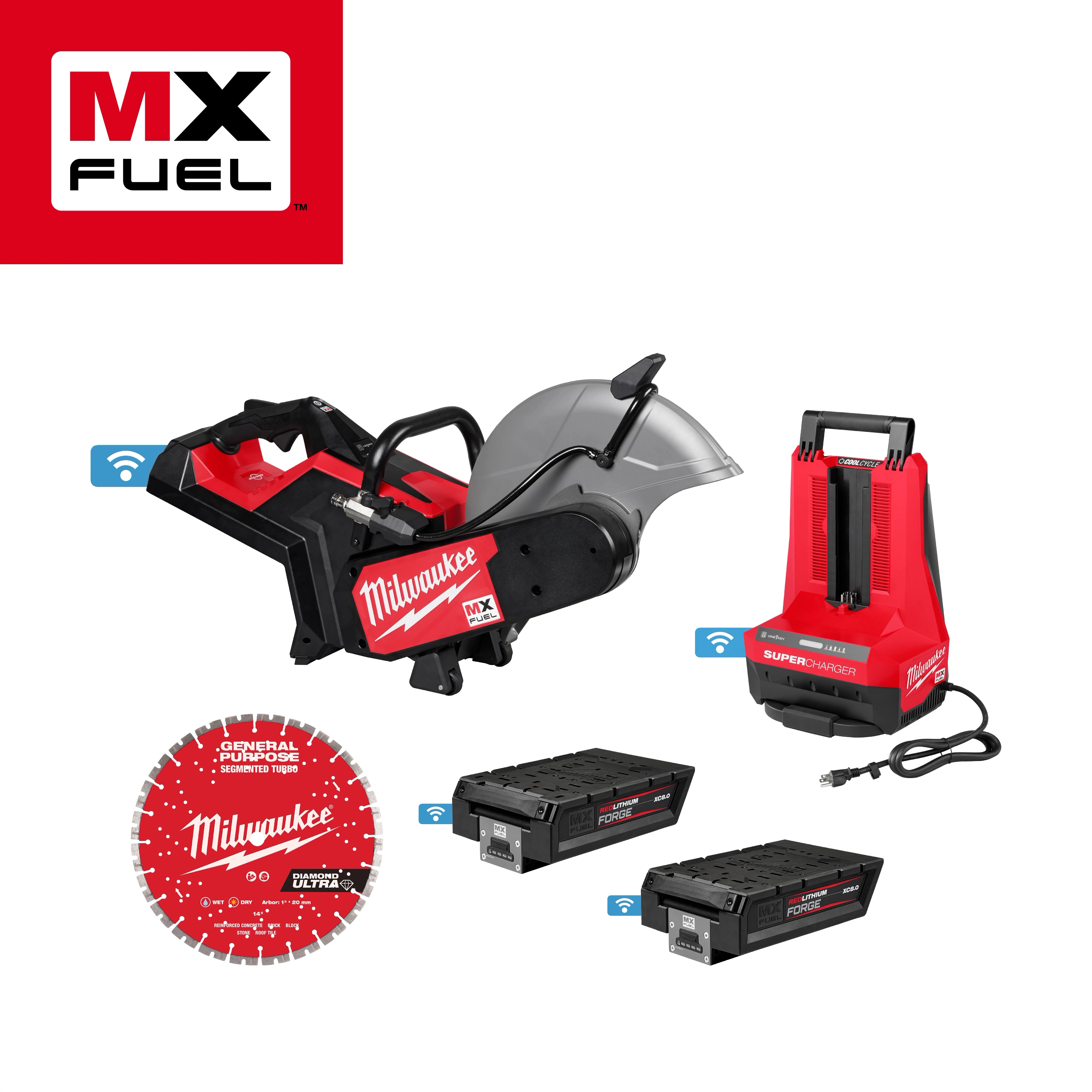 Milwaukee MIL-MXF315-2XC MX FUEL 14in Cut-Off Saw with RAPIDSTOP Brake 2x 8.0Ah Kit