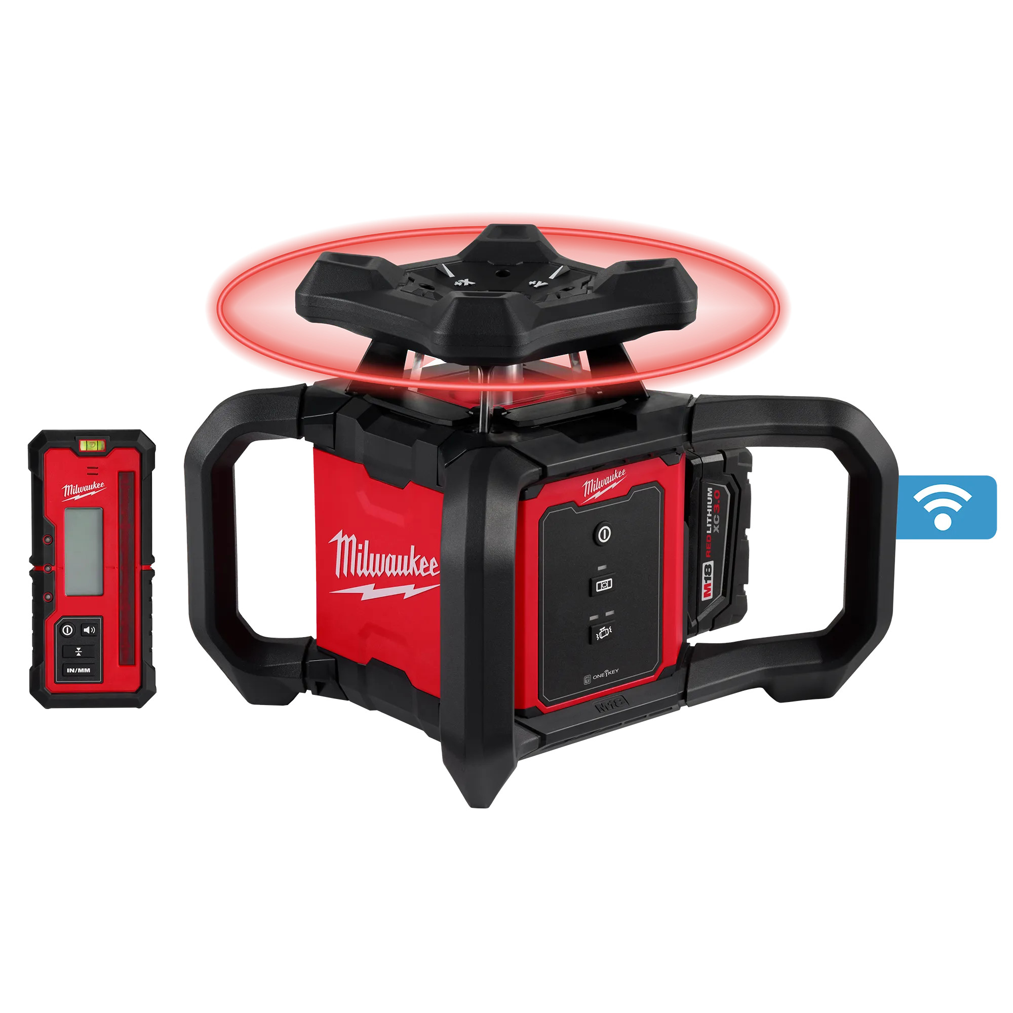 Milwaukee MIL-3701-21 M18 Red Exterior Rotary Laser Level Kit with Receiver