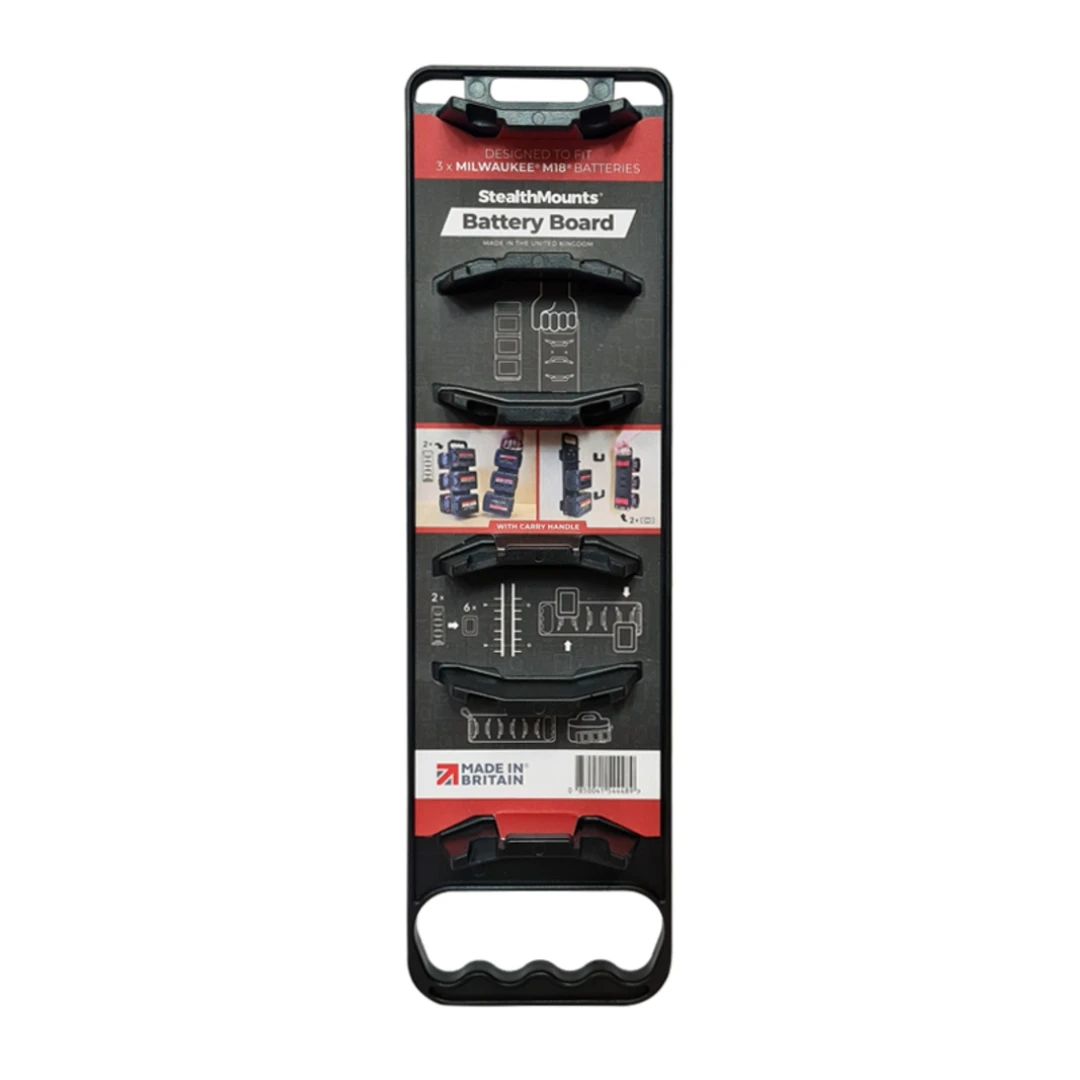 StealthMounts SM-BD-MW18-HF-1 Battery Board with Handle and Feet for Milwaukee M18
