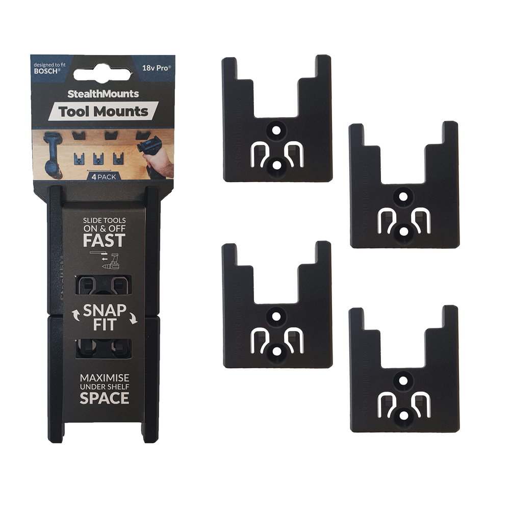 StealthMounts SM-TM-BO18-BLK-4 Tool Mounts for Bosch 18v 4 Pack