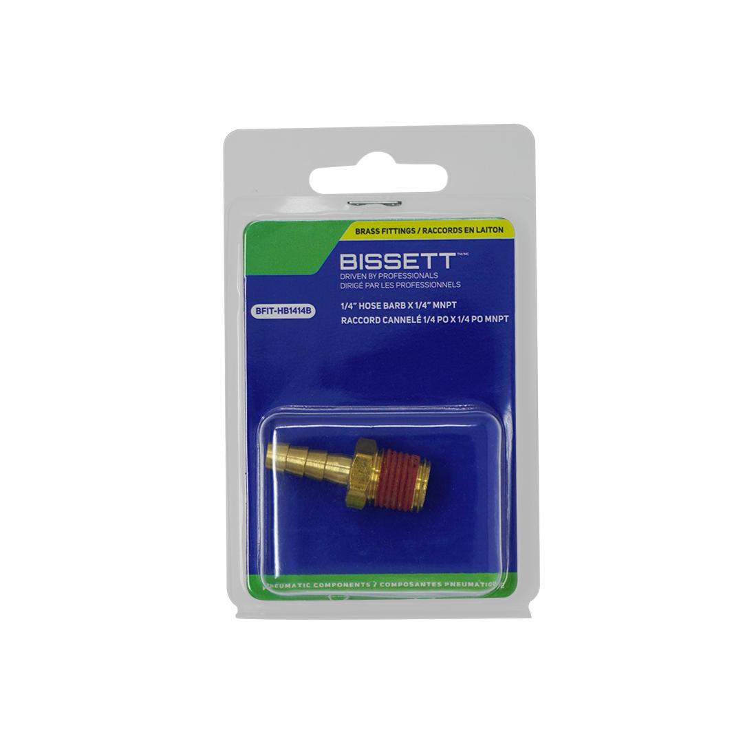 Bissett BIS-BFIT-HB1414B 1/4in Brass Hose Barb With 1/4in MNPT