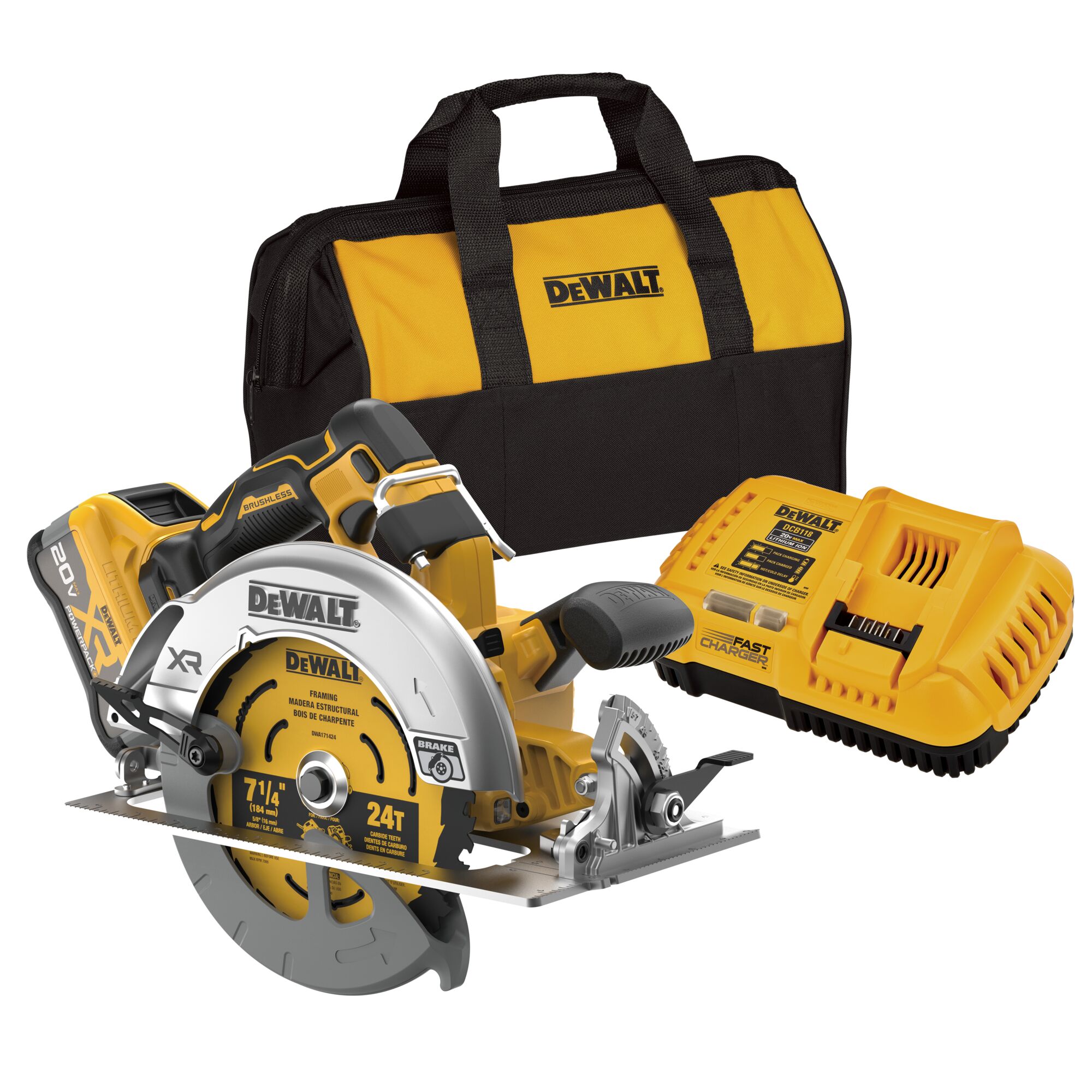 DEWALT DEW-DCS590WW1 20V MAX Brushless Cordless 7-1/4 In. Circular Saw Kit With XR POWERPACK