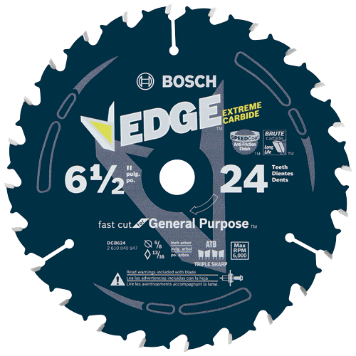 Bosch BOS-DCB624 6-1/2in 24 Tooth Edge Circular Saw Blade For General Purpose