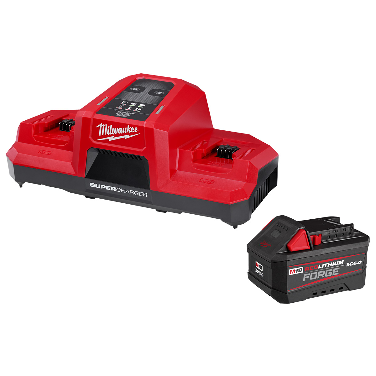 Milwaukee MIL-48-59-1861 M18 Dual Bay Super Charger and FORGE 6.0Ah Starter Kit