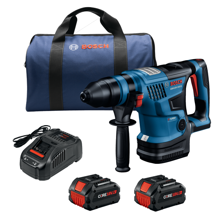Bosch BOS-GBH18V-34CQB24 18V Connected-Ready 1-1/4in Rotary Hammer With 8Ah High Power Batteries