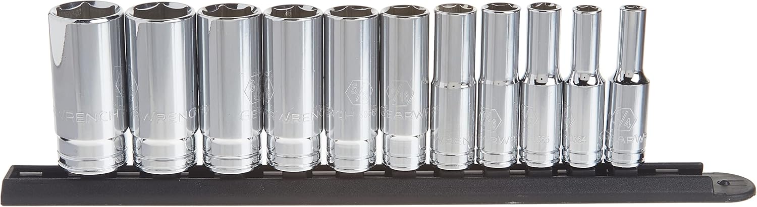 GEARWRENCH GW-80555 3/8in Drive 6 Point Deep SAE Socket Set 11-Pieces