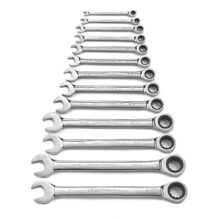 GEARWRENCH GW-9312 72-Tooth 12 Point Ratcheting Combination SAE Wrench Set 13-Pieces