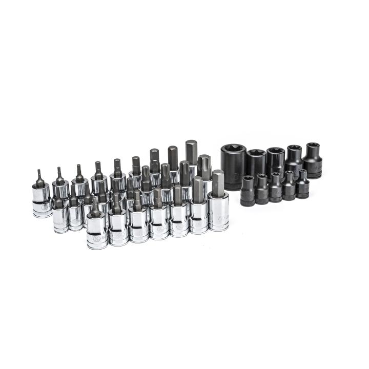 GEARWRENCH GW-80726 1/4in 3/8in 1/2in Drive Standard Hex E-Torx And Torx Bit SAE/Metric Socket Set 36-Pieces