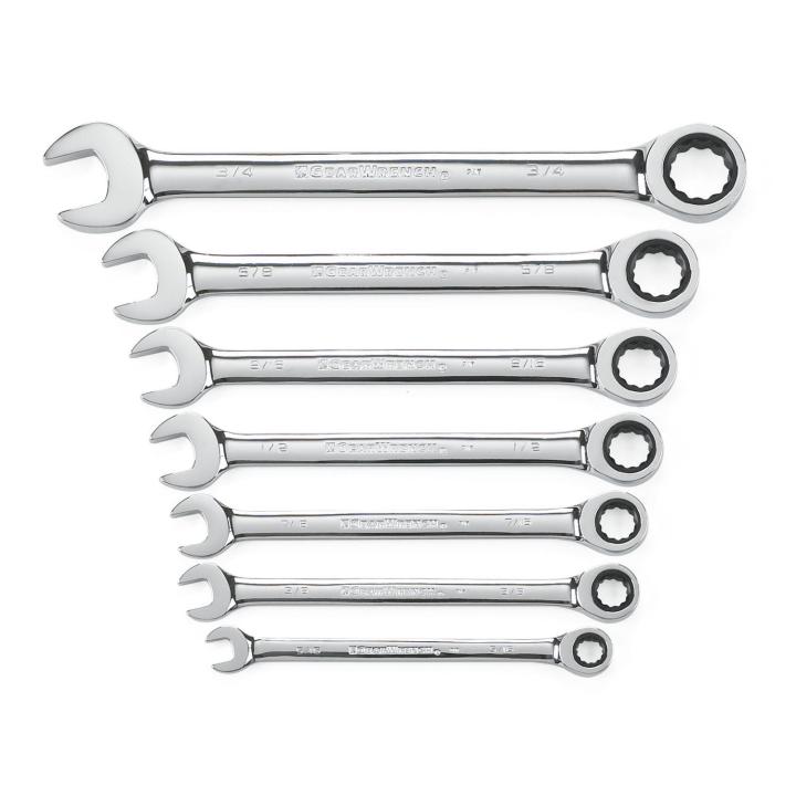 GEARWRENCH GW-9317 72-Tooth 12 Point Ratcheting Combination SAE Wrench Set 7-Pieces
