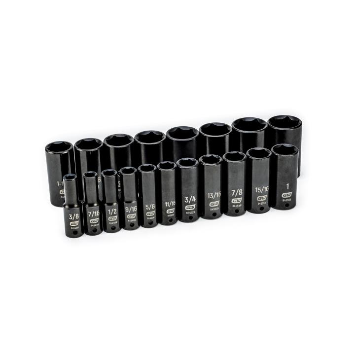 GEARWRENCH GW-84934N 1/2in Drive 6 Point Deep Impact SAE Socket Set 19-Pieces