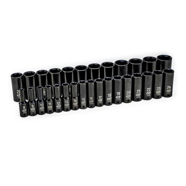 GEARWRENCH GW-84935N 1/2in Drive 6 Point Deep Impact Metric Socket Set 29-Pieces