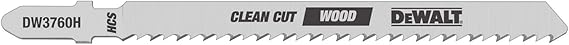 DEWALT DEW-DW3760H 10 TPI 4in Fine Finish Wood Cut HCS T-Shank Jig Saw Blades 5 Pieces