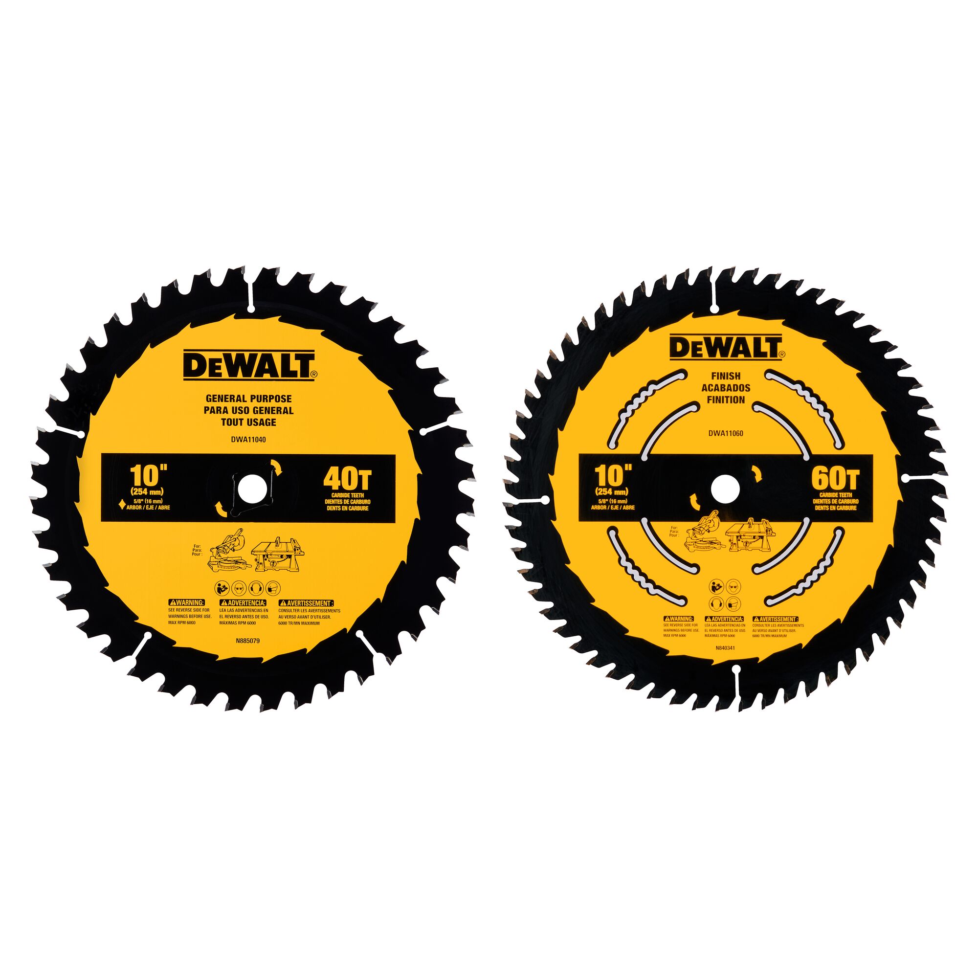 DEWALT DEW-DWA110CMB 60T And 40T 10in Saw Blade General Purpose Combo Pack