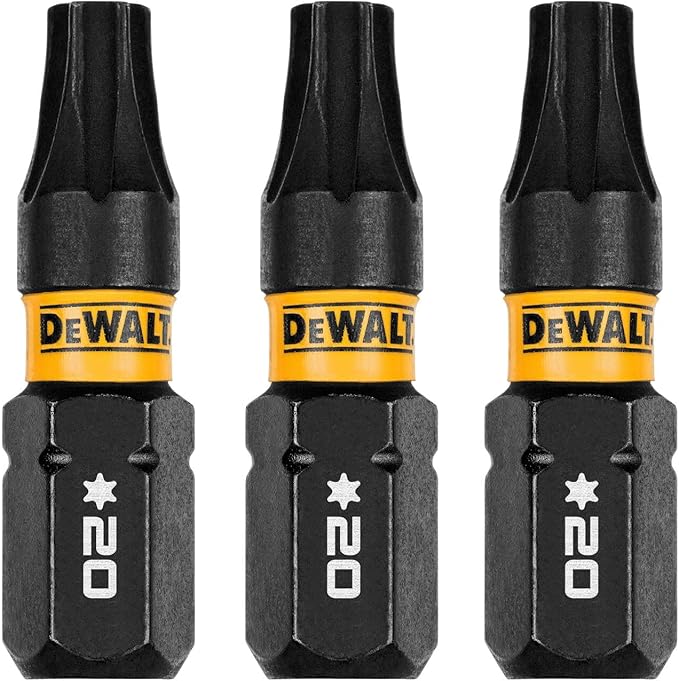 DEWALT DEW-DWAF1TX20IR3 Flextorq Torx T20 Bits 1/4 x 1in For Impact Drivers And Drills Hex Shank