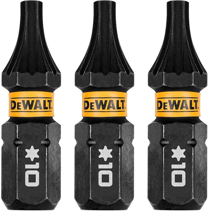 DEWALT DEW-DWAF1TX10IR3 Flextorq Torx T10 Bits 1/4 x 1in For Impact Drivers And Drills Hex Shank