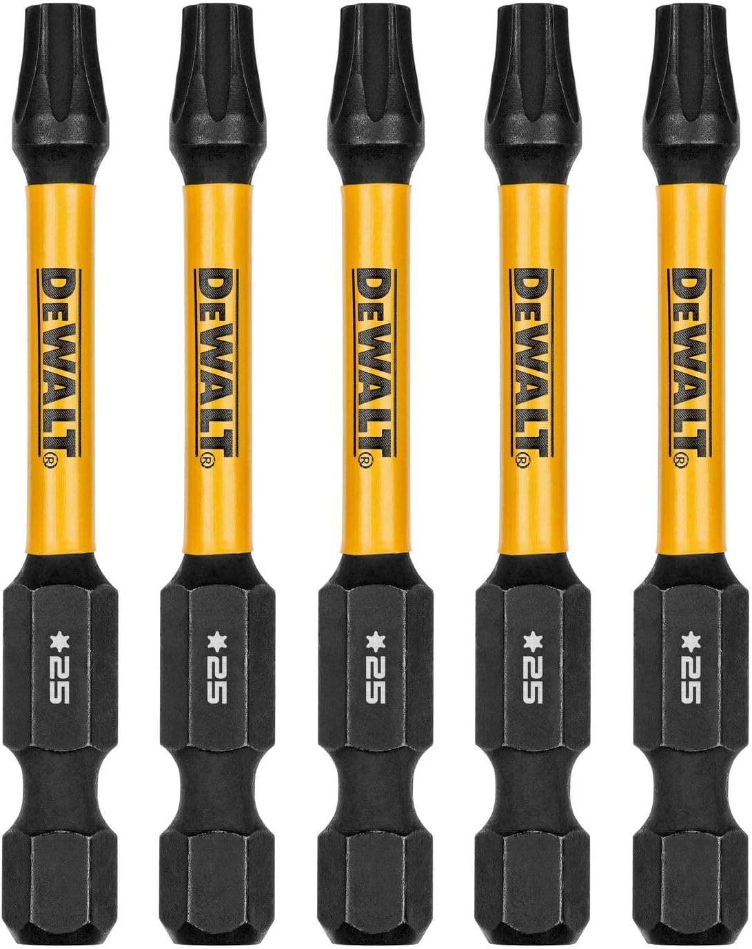DEWALT DEW-DWAF2TX25IR5 Flextorq 2.25in Bits For T25 5 Pieces