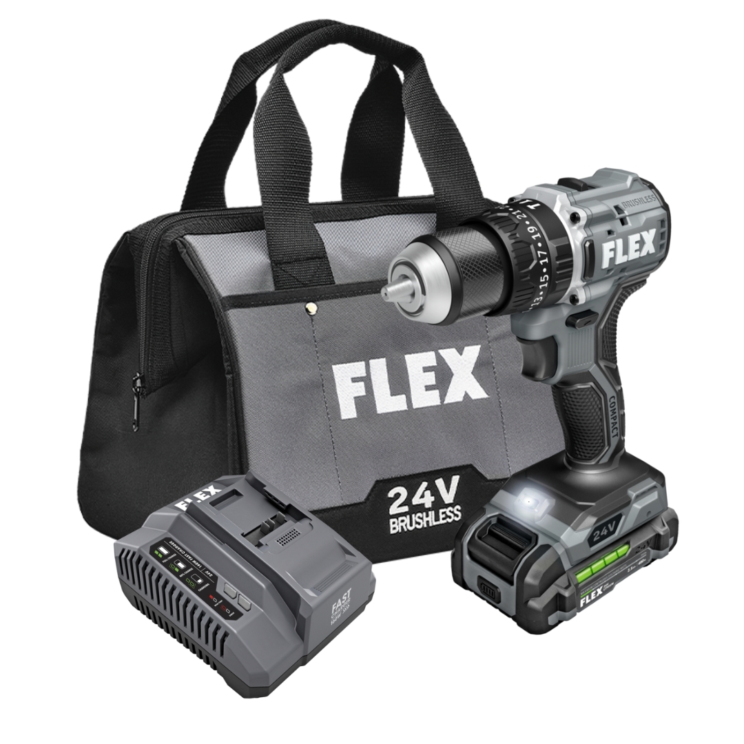 FLEX FL-FX1231-1A 24V 1/2in 2 Speed Compact Hammer Drill 2.5Ah Kit