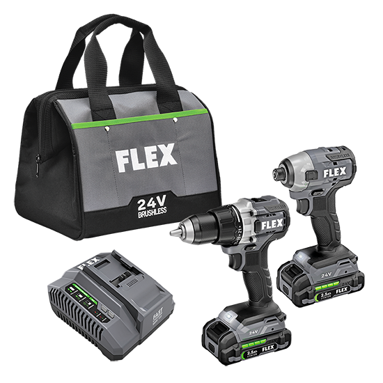 FLEX FL-FXM201-2A 24V Drill & Impact Driver 2 Tool Combo 2x 2.5Ah Kit